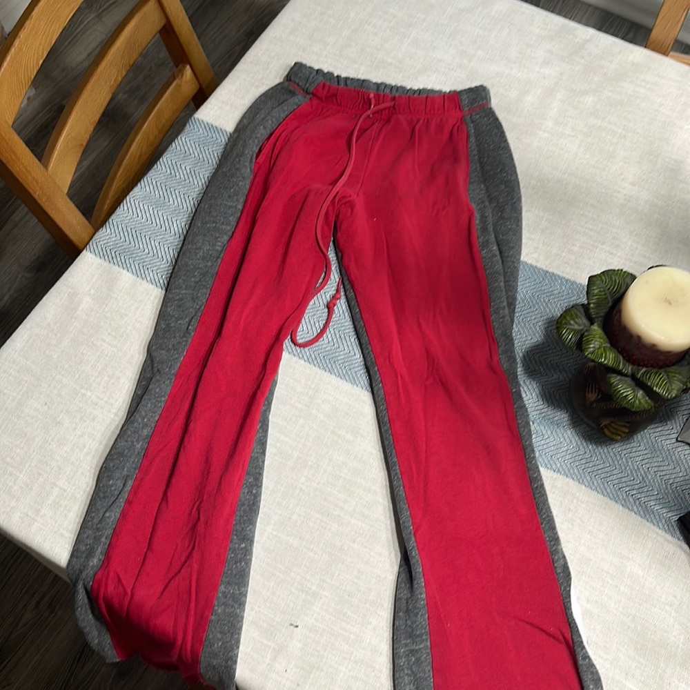 Red and heather grey sweatpants from PINK.